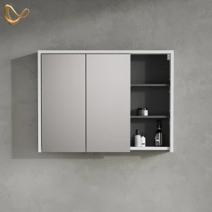 Badspiegelschrank Vomano Weiß/Anthrazit 100 x 75 cm livinity®