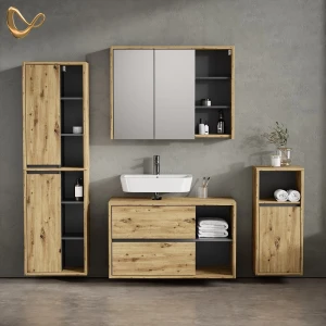 Badmöbel-Set Vomano Braun 4 Teile livinity®