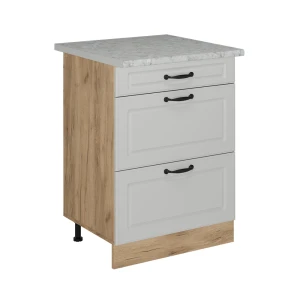 Køkkenskab R-Line Hvid landhus 60 cm med skuffer, AP-marmor Vicco