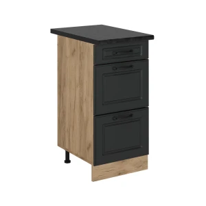 Küchenunterschrank R-Line Anthrazit Landhaus 40 cm mit Schubladen, AP Anthrazit Vicco