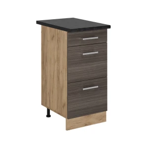 Küchenunterschrank R-Line Edelgrau 40 cm mit Schubladen, AP Anthrazit Vicco