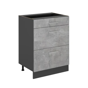 Küchenunterschrank R-Line Beton 60 cm mit Schubladen, ohne Arbeitsplatte Vicco