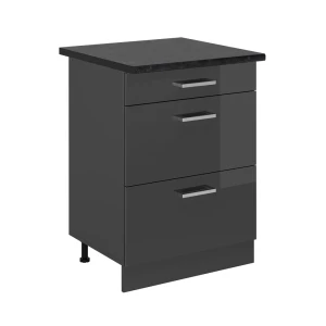 Szafka dolna do kuchni R-Line Antracyt wysoki połysk 60 cm z szufladami, BP Antracyt Vicco