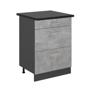 Keukenonderkast R-Line Beton 60 cm met laden, WB Antraciet Vicco