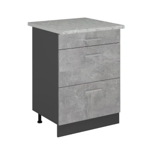 Køkkenskab R-Line Beton 60 cm med skuffer, AP-marmor Vicco