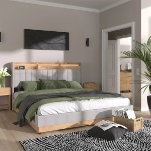 Polsterbett Nura Grau 180x200 cm mit 4 Schubladen livinity®