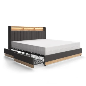 Polstret seng Nura Antracit 180x200 cm med 4 skuffer Vitalispa