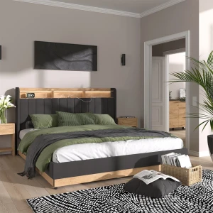 Polsterbett Nura Anthrazit 180x200 cm mit 4 Schubladen livinity®