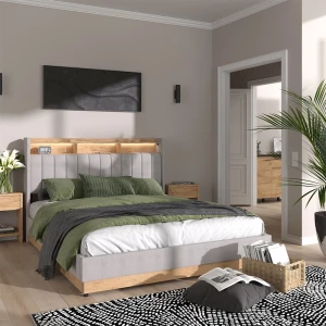 Polsterbett Nura Grau 160x200 cm mit 4 Schubladen livinity®