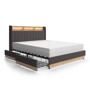 Polstret seng Nura Antracit 160x200 cm med 4 skuffer Vitalispa