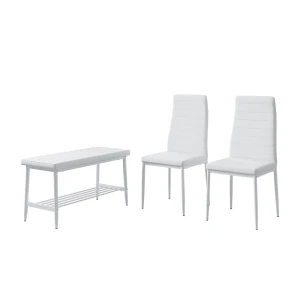 Bænk og stol Grand Hvid 85 x 46.5 cm 3-delt sæt Vicco