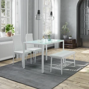 Sitzbank und Stuhl Grand Weiß 85 x 46.5 cm 3-teiliges Set livinity®
