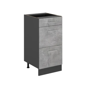 Küchenunterschrank R-Line Beton 40 cm mit Schubladen, ohne Arbeitsplatte Vicco