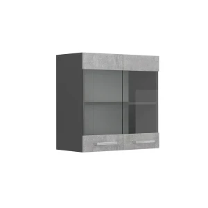 Køkkenskab med glas R-Line Beton 60 cm Vicco