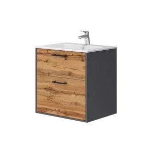 Zestaw mebli łazienkowych Lanco Antracyt/złoty dąb 61 x 61.5 cm z umywalką Vicco