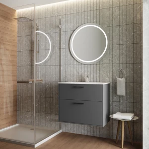 Waschbeckenunterschrank Lanco Anthrazit 80 x 61.5 cm mit Waschbecken livinity®