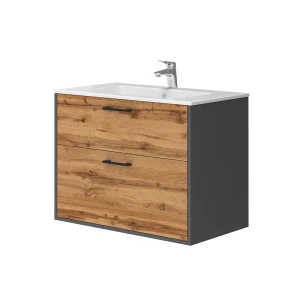 Zestaw mebli łazienkowych Lanco Antracyt/złoty dąb 80 x 61.5 cm z umywalką Vicco