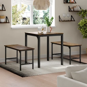 Esstisch Fyrk Schwarz/Eiche rustikal 70 x 70 cm livinity®