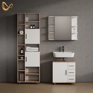 Badmöbel-Set Eisak Sonoma 3 Teile, mit Hochschrank livinity®
