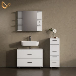 Badmöbel-Set Eisak Weiß 3 Teile, mit Unterschrank 80 cm livinity®