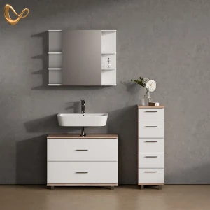 Badmöbel-Set Eisak Weiß/Sonoma 3 Teile, mit Unterschrank 80 cm livinity®