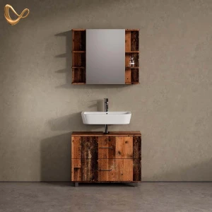 Badmöbel-Set Eisak Eiche rustikal 2 Teile, Unterschrank 80 cm livinity®