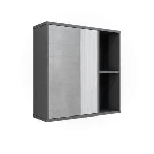 Badeværelsesspejlskab Leano Antracit/ bjergeg 60 x 60 cm Vicco