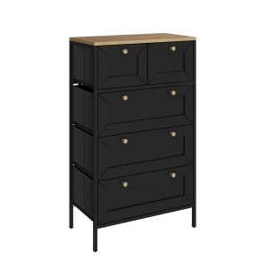 Kommode Belaro Sort 56 x 95 cm med 5 skuffer Vicco
