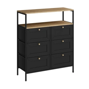 Kommode Belaro Sort 80 x 95 cm med 6 skuffer Vicco