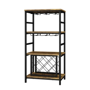 Vinreol  Vela Rustikt egetræ 50 x 100 cm med glasholder Vicco