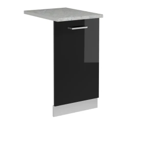 Pannello frontale della lavastoviglie R-Line Nero lucido 45 cm, Piano di lavoro Marmo Vicco