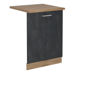 Pannello frontale della lavastoviglie R-Line Calce nera 60 cm, Piano di lavoro Rovere Vicco