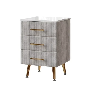 Stolik nocny Velia Szary 41 x 62 cm z 3 szufladami Vicco