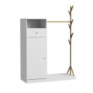Garderobe Liria Hvid/bambus 100 x 145 cm med skuffe Vicco