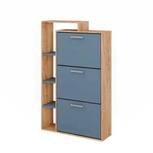Skotøjsæske Orlando Goldkraft eg/blå 80 x 128.3 cm med 3 rum Vicco