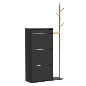 Skoskab Ivo Sort 90 x 181.5 cm med 3 rum, 1 skuffe Vicco