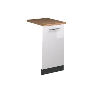Façade de lave-vaisselle Fame-Line Blanc Haute brillance 45cm , PT Chêne Vicco