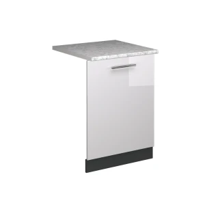 Pannello frontale della lavastoviglie Fame-Line Bianco lucido 60 cm, Piano di lavoro Marmo Vicco