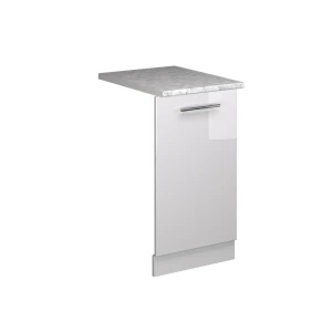 Pannello frontale della lavastoviglie Fame-Line Bianco lucido 45 cm, Piano di lavoro Marmo Vicco
