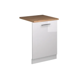 Pannello frontale della lavastoviglie Fame-Line Bianco lucido 60 cm, Piano di lavoro Rovere Vicco