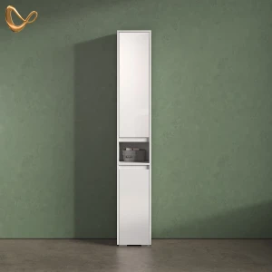 Badschrank Savuto Weiß 30.2 x 191.5 cm mit Türen und offenem Fach livinity®