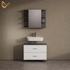Badmöbel-Set Eisak Weiß/Anthrazit 2 Teile, Unterschrank 80 cm livinity®