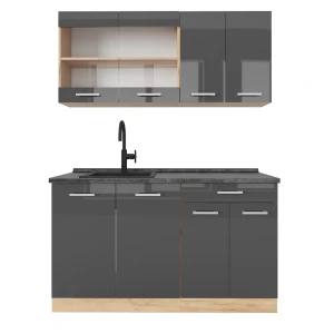 Singlekøkken R-Line Antracit højglans/guld power oak 140 cm , BP Antracit Vicco