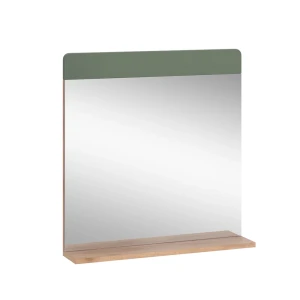 Badeværelsesspejl Izan Grøn/gylden eg 60 x 62 cm med hylde Vicco