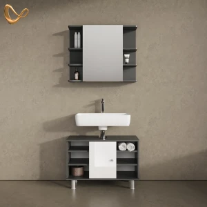 Badmöbel-Set Fucino Anthrazit 2 Teile, Unterschrank 80 cm livinity®