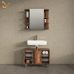 Badmöbel-Set Fucino Eiche rustikal 2 Teile, Unterschrank 80 cm livinity®