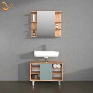 Badmöbel-Set Fucino Grün 2 Teile, Unterschrank 80 cm livinity®