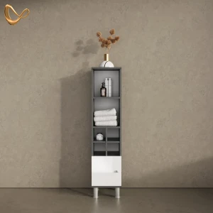 Midischrank Fucino Weiß Hochglanz 30 x 130.6 cm kleine Tür livinity®