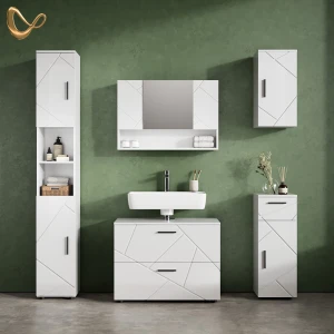 Badmöbel-Set Ronco Weiß Hochglanz 5 Teile livinity®
