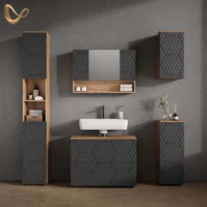 Badmöbel-Set Ronco Anthrazit mit Wabenstruktur 5 Teile livinity®